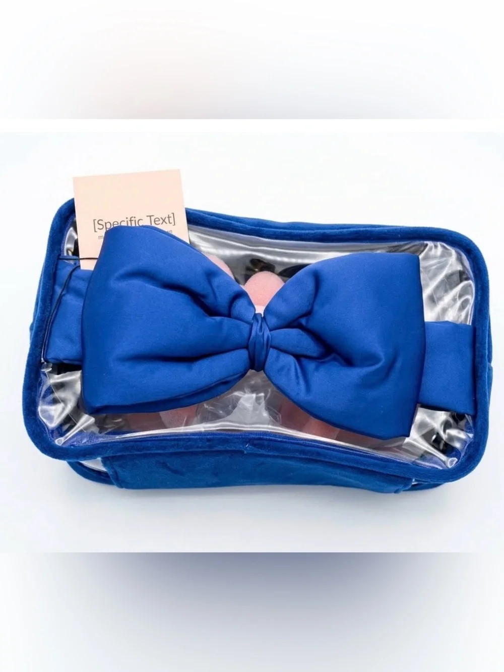 Juicy Couture Blue Velvet Rhinestone Bow Top Cosmetic Case